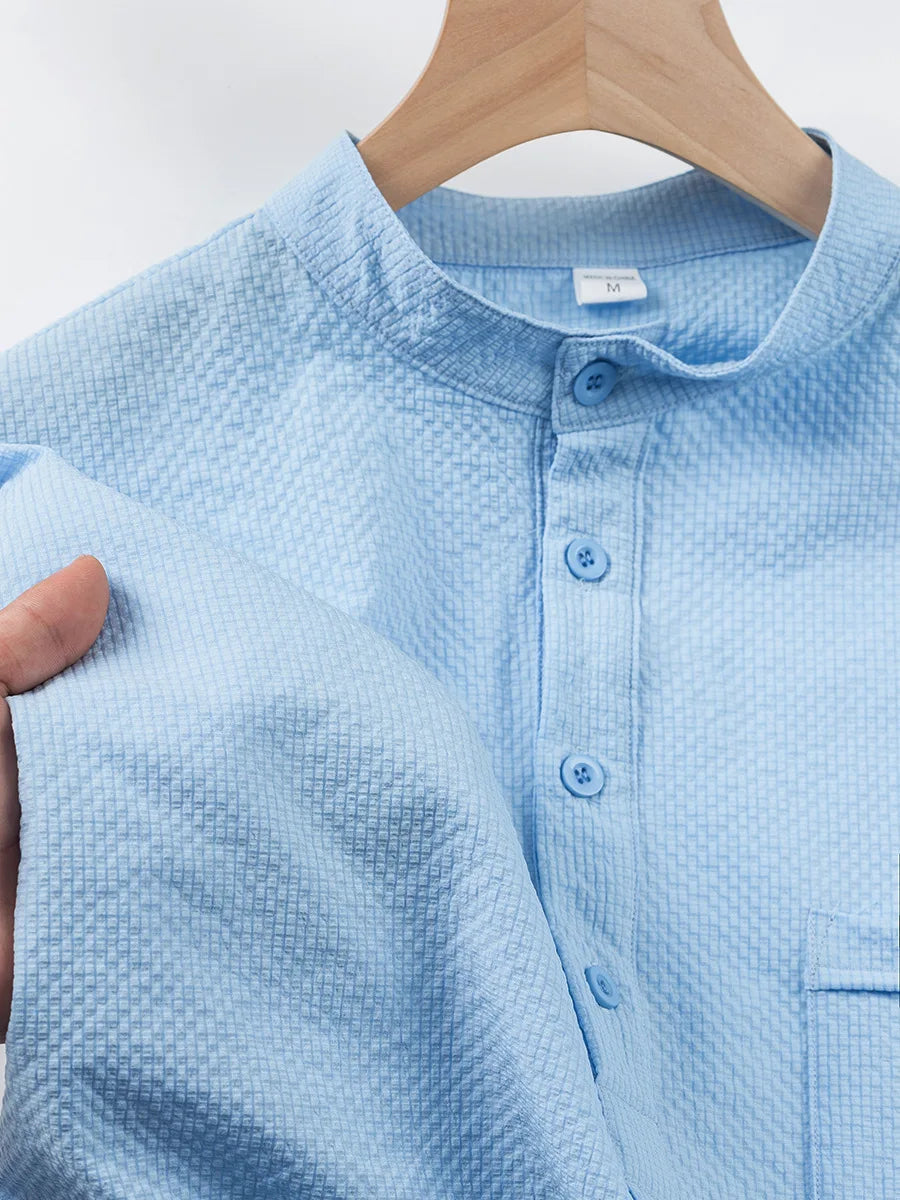 Langarm-Poloshirt für Herren mit Reverskragen – dünnes, vielseitiges Oberteil für Business und Freizeit in Uni-Farben, ideal für den Frühling und Herbst