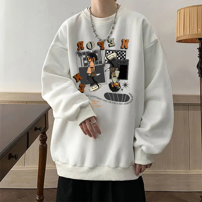 Lässiges Herren-Hoodie mit Kapuze und Letter-Print – ideal für Herbst und Winter