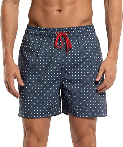 Herren-Badeshorts mit Farbverlauf, schnelltrocknend, mit Reißverschlusstaschen und Mesh-Futter – modische Schwimmshorts für den Strand