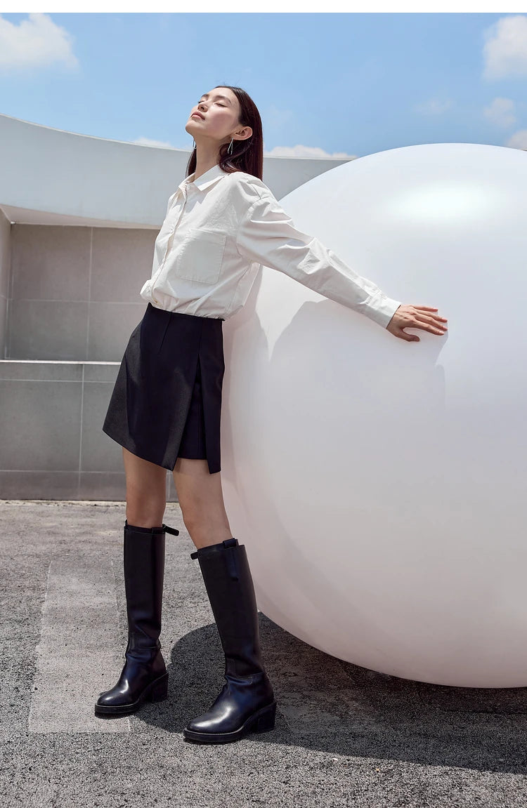 Damen Shorts-Röcke im minimalistischen Stil mit hoher Taille und geradem Schnitt