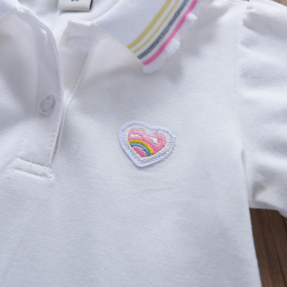 Kleinkind-Mädchenkleid im Alter von 2–6 Jahren, gelber Kragen, Sommer-Baumwollkleidung für Kinder, süßes lässiges Outfit