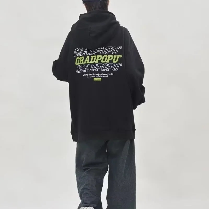 Herbst männer Brief Gedruckt Mit Kapuze Sweatshirts 2025, Neue Hip Hop Baumwolle Fleece Oversize Hoodies Y2K Vintage Streetwear Hoody