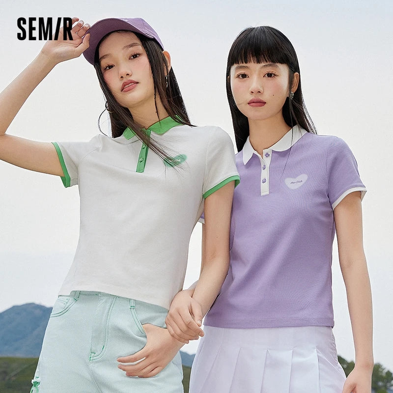 Semir Polo Shirt Frauen cool anti bakteriell schlank süß Stil Sommer neue Farbkontrast Druck Pulloverf Polo