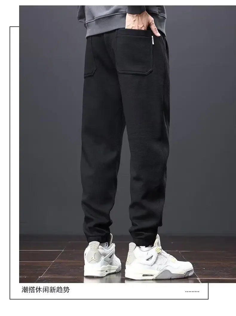 Herrenhosen Herbst und Winter Japanische Krawatten Lose Sport Kordelzug Warme Freizeithosen