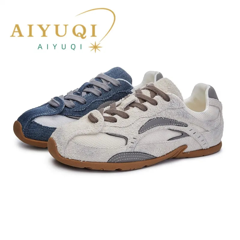 AIYUQI Damen Canvas Sneaker Denim Patchwork Flach