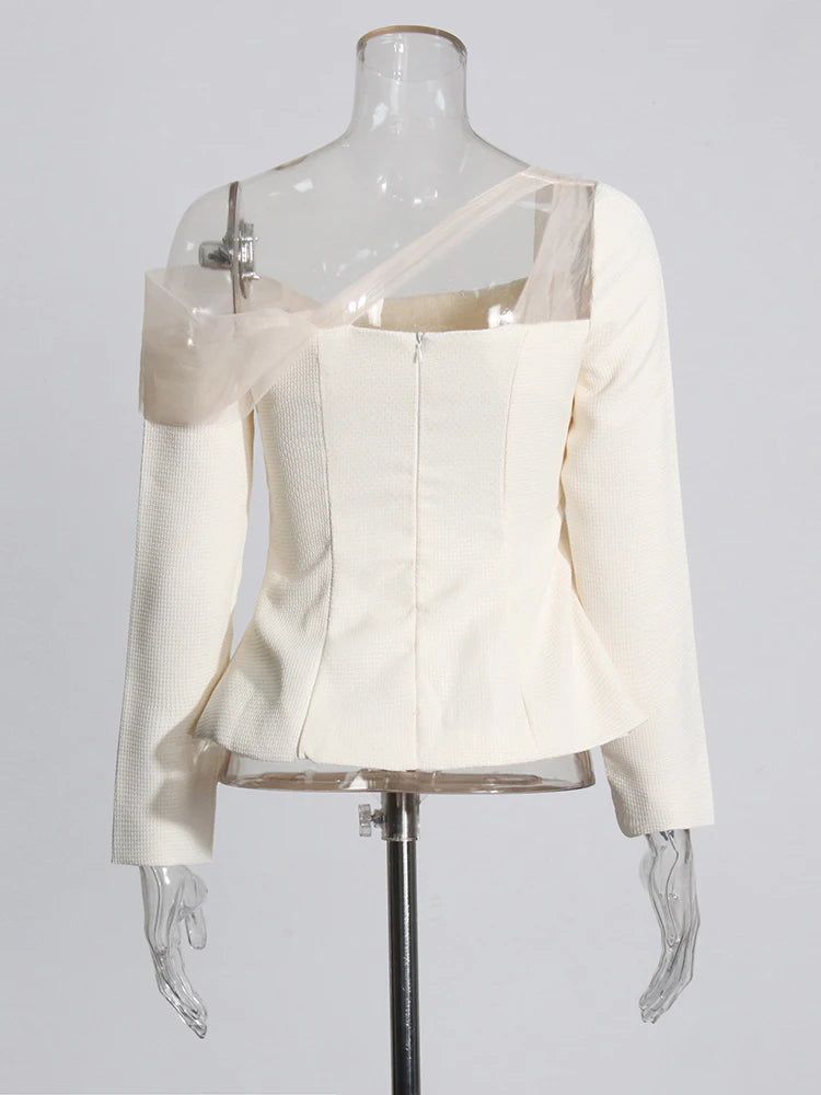 Eleganter Damen-Blazer mit Diamant-Patchwork, Notch-Kragen und langen Ärmeln – stilvoll und vielseitig.