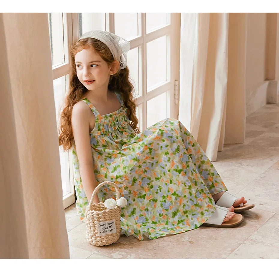 Leichtes Sommerkleid für Mädchen mit rosa Punkten und Prinzessinnen-Design – ideal für Partys und Hochzeiten