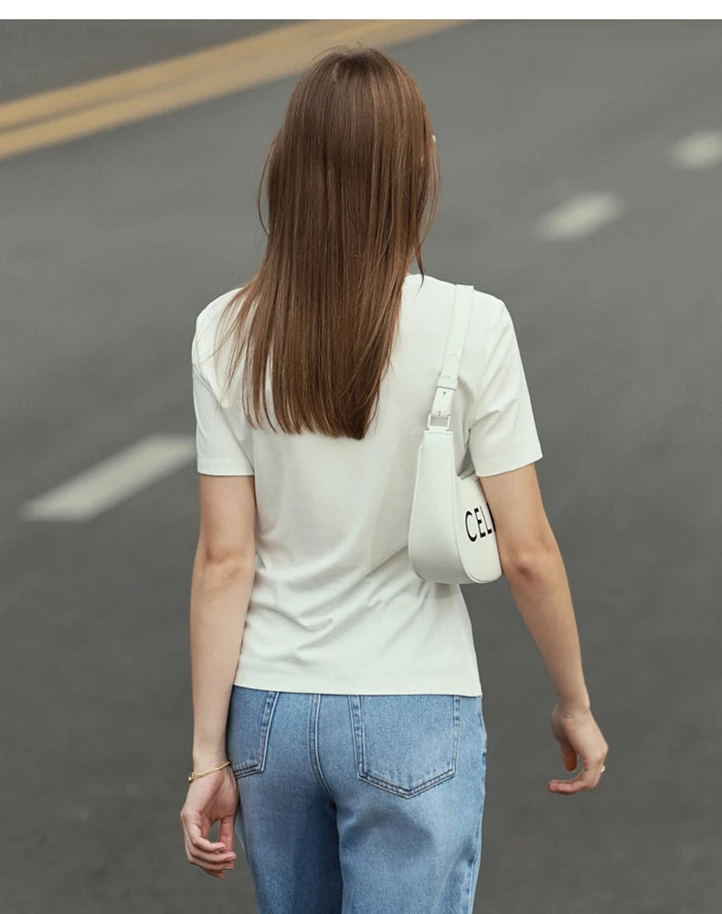 Damen T-Shirt mit asymmetrischem Design und kurzen Ärmeln für den Sommer