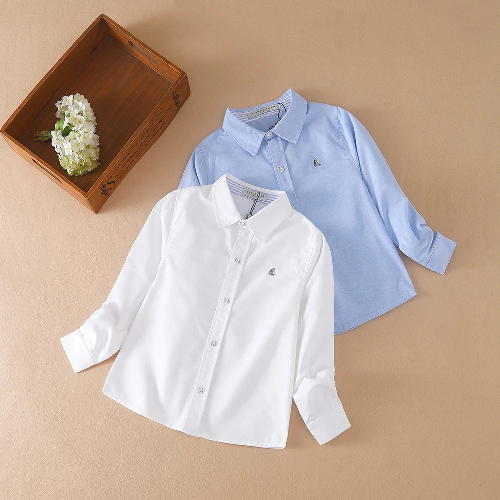 Jungen Kleidung Schuluniform Hemden Frühling Herbst Langarm Turn-Down Kragen Kinder hemd für Jungen Kinder Tops