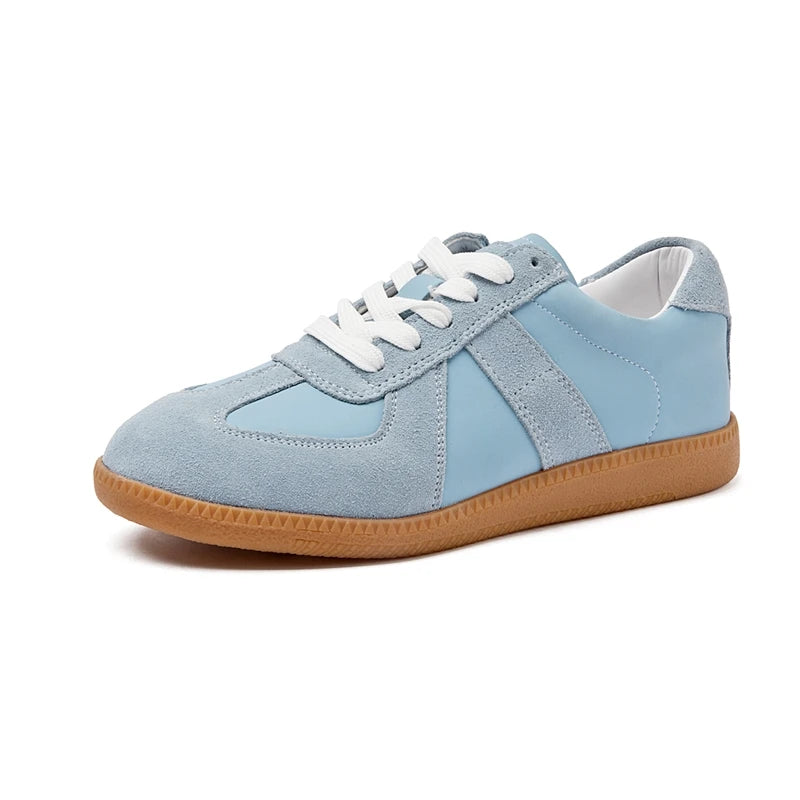 AIYUQI Damen Training Schuhe Leder Metal Toe Cap Flach