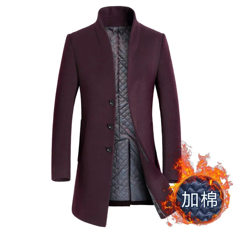 Herren Wollmantel in Unifarben – Winterliche Premiummode