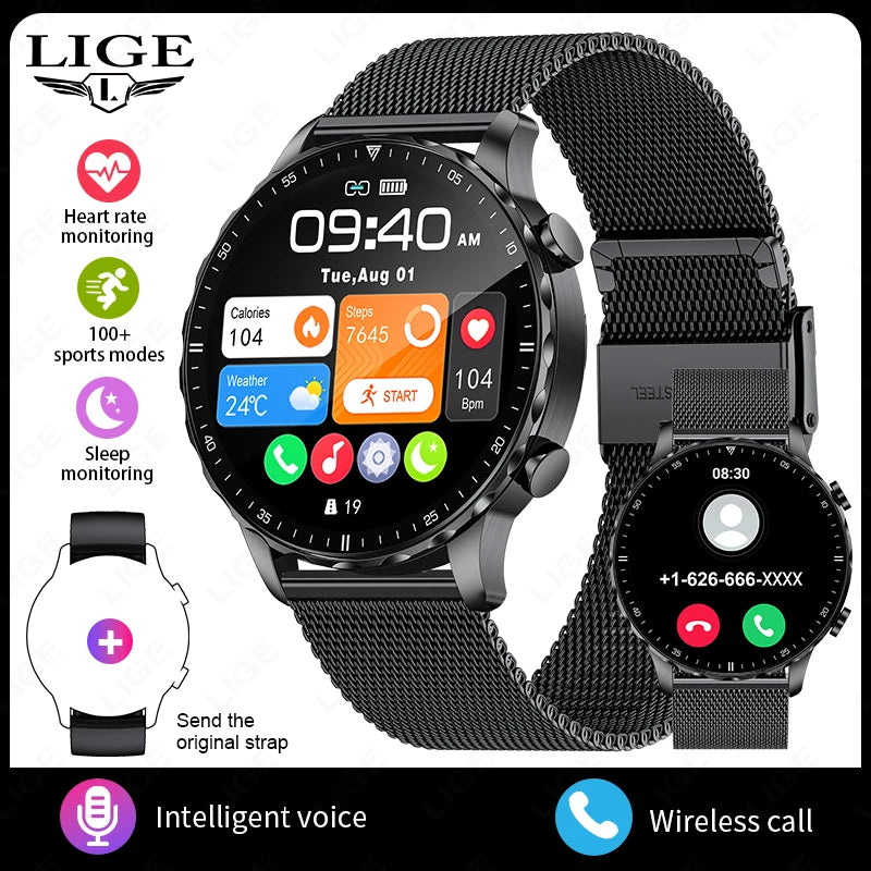 Herren und Damen Smartwatch mit IP68 wasserdichter Funktion und Bluetooth-Anruf