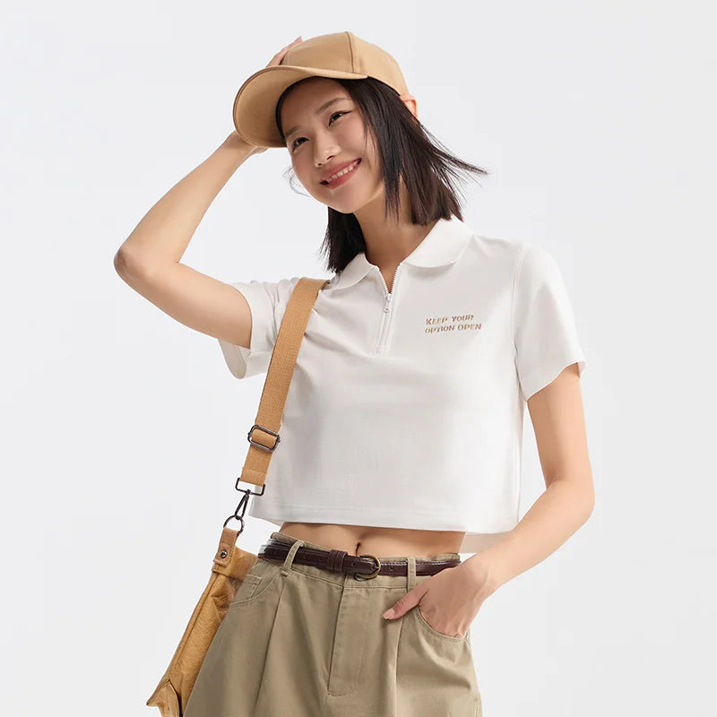Semir Polo Shirt Frauen kurze Buchstaben Stickerei 2024 Sommer neue anti bakterielle Textur Top Temperament