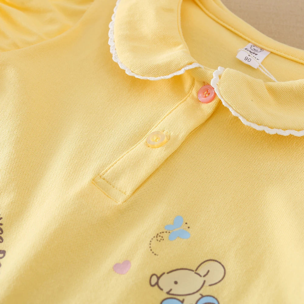 Mädchen-Shirt 2025, neues Kinder-Baby-Kurzarm-Top, junge Mädchen, niedliche Baumwollkleidung für Kinder im Alter von 2 bis 6 Jahren