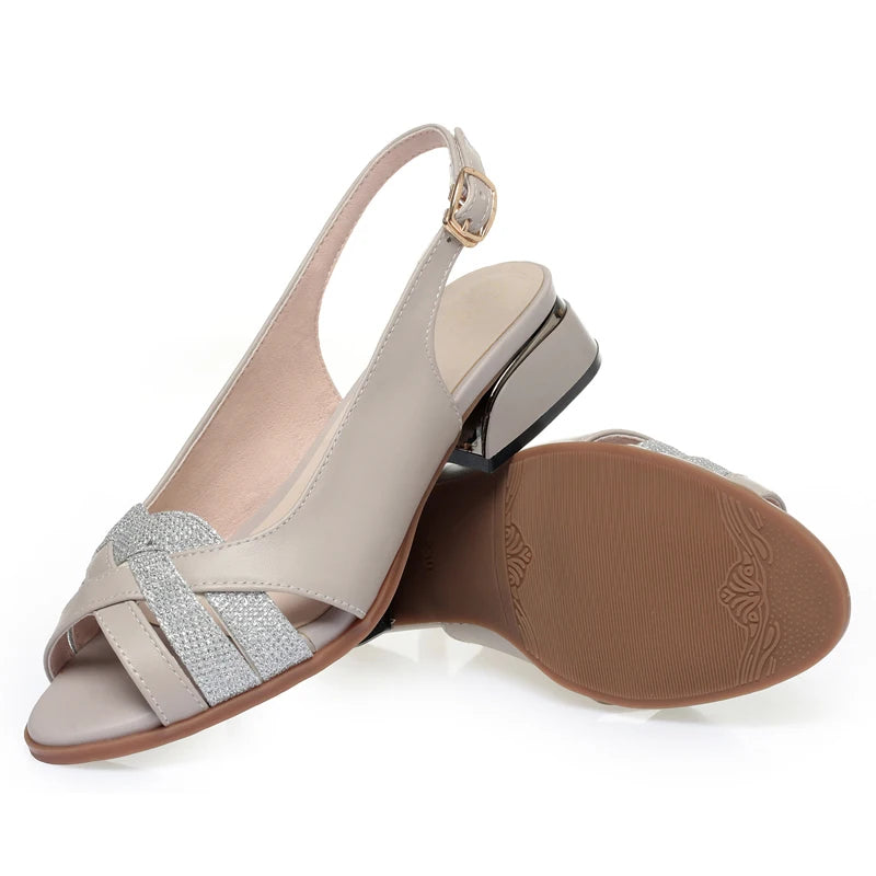 AIYUQI Sandalen Frauen Sommer 2024 Neue Echtes Leder frauen Sandalen Große Größe Fishmouth Mode Kleid Frauen Sandalen