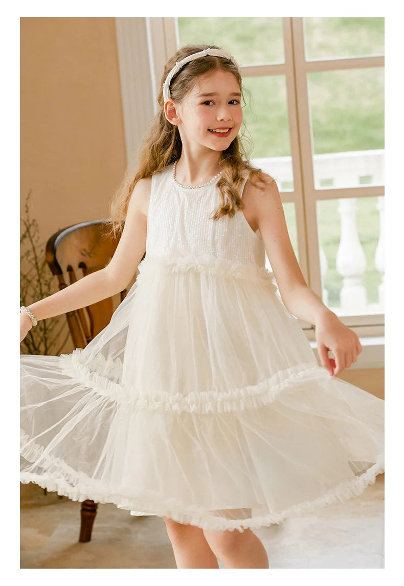 Ärmelloses Sommerkleid für Mädchen in Hellgelb – ideal für Geburtstage, Hochzeiten und festliche Anlässe