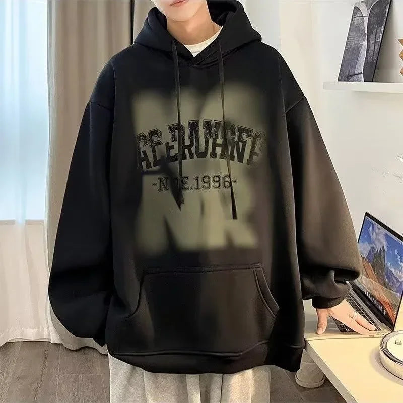Herren Hoodies mit Goth Brief Drucken und Kapuze im Vintage-Stil