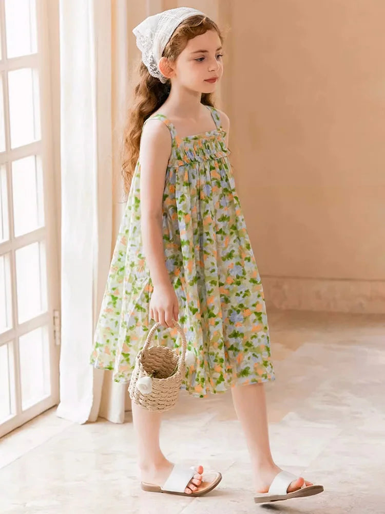 Leichtes Sommerkleid für Mädchen mit rosa Punkten und Prinzessinnen-Design – ideal für Partys und Hochzeiten