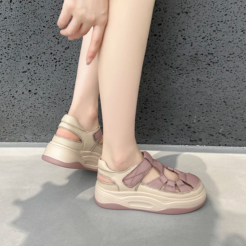 AIYUQI 2025, neue frauen sandalen Sommer dicken sohlen hohl frauen turnschuhe schuhe Große-größe casual schwein käfig weibliche schuhe