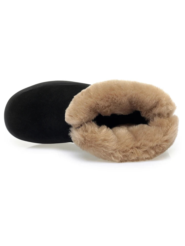 Damen Schnee Stiefel aus echtem Leder mit warmem Wollfutter