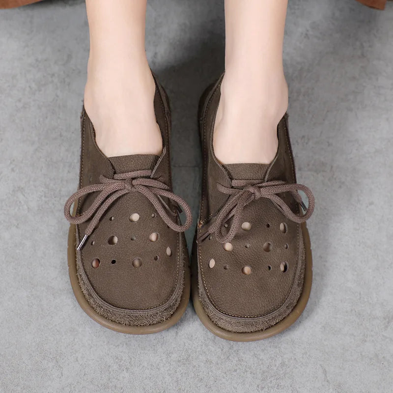 AIYUQI 2025, neue flache Damensandalen, rutschfeste Schnür-Loafer mit weichen Sohlen für Damen, Sommer-Strandschuhe mit großem Loch für Damen