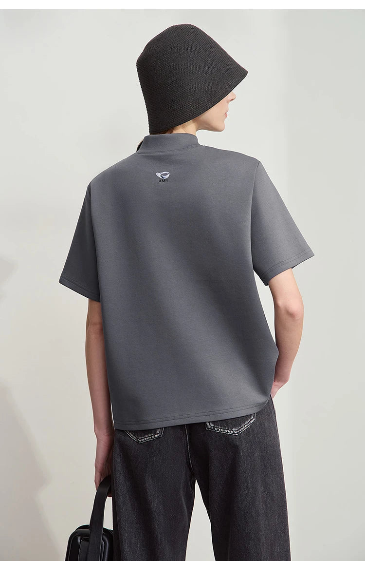 Damen Casual T-Shirt mit Gedrucktem Rollkragen und Kurzarm für den Sommer