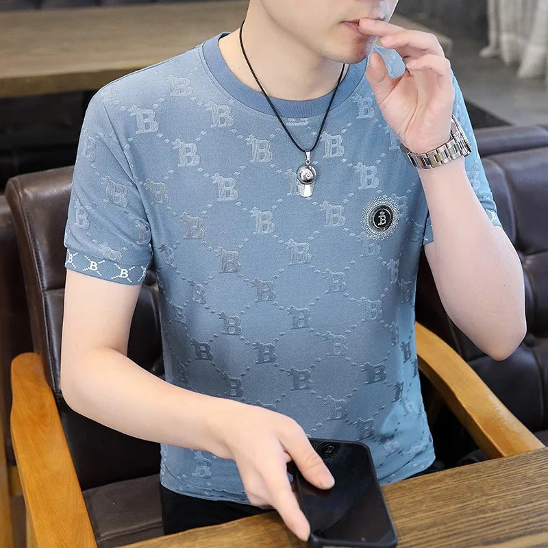 Herren T-Shirt aus Seide mit lässigem Rundhals für den Sommer