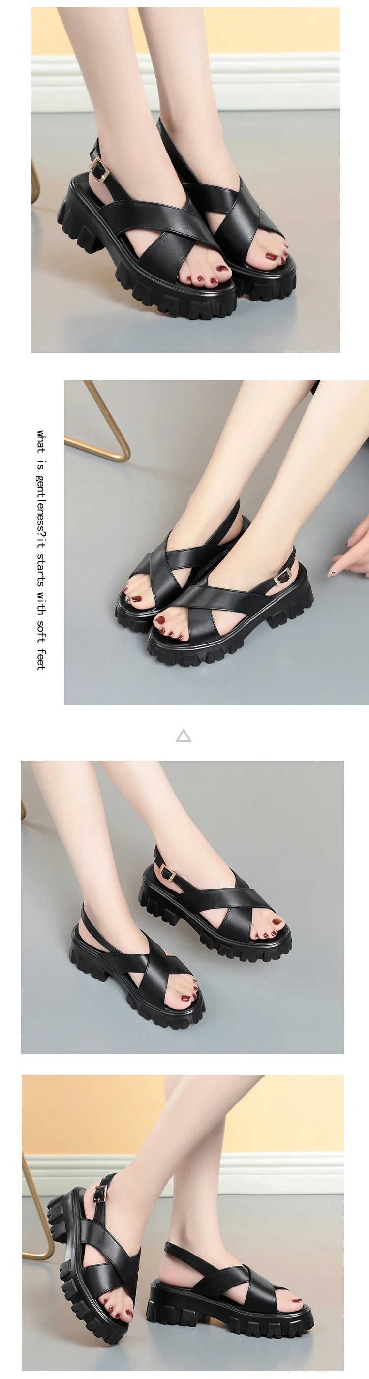 AIYUQI Frauen Sandalen Römischen 2025, Sommer Neue Echt Leder Damen Sandalen Große Größe 41 42 43 Plattform Mode sandalen Mädchen