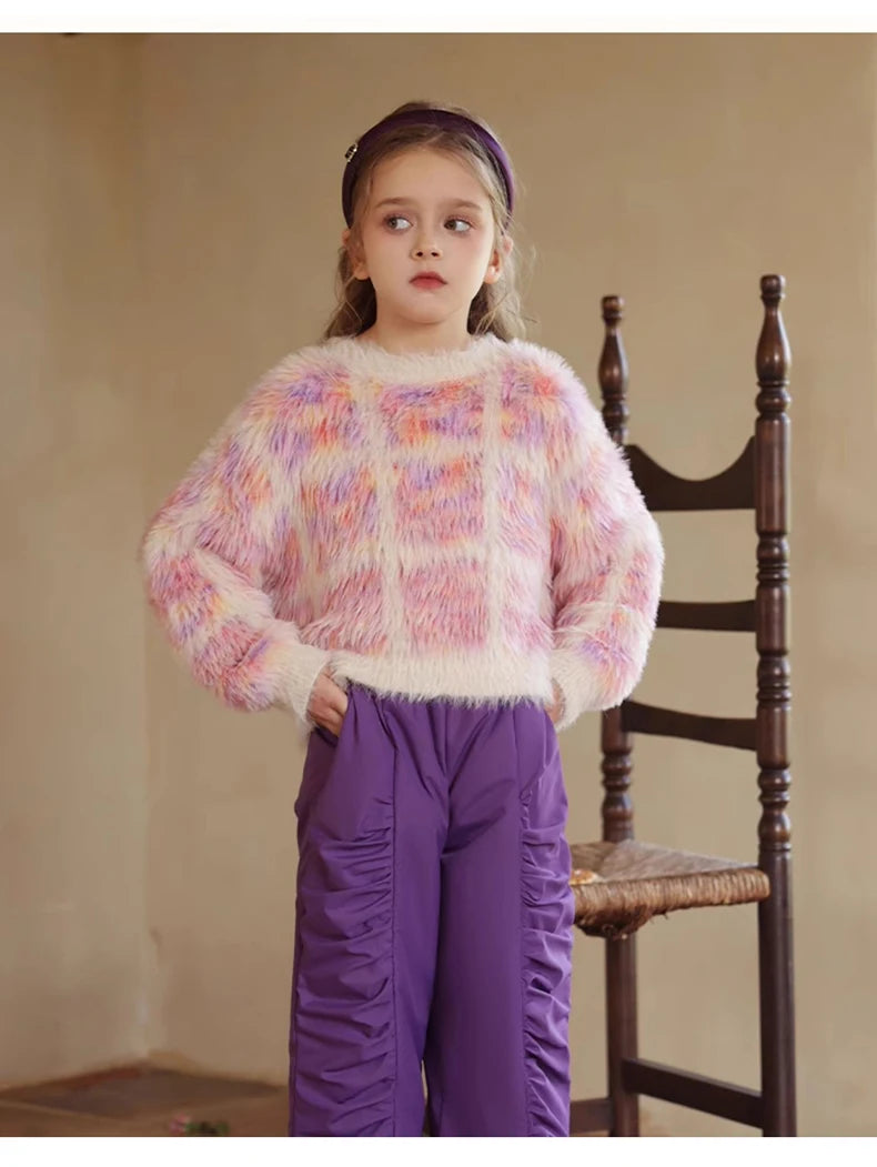 Winterpullover für Mädchen mit langen Ärmeln – ideal für Weihnachtsfeiern, in Weiß und Grün, für Kinder von 110 cm bis 170 cm.