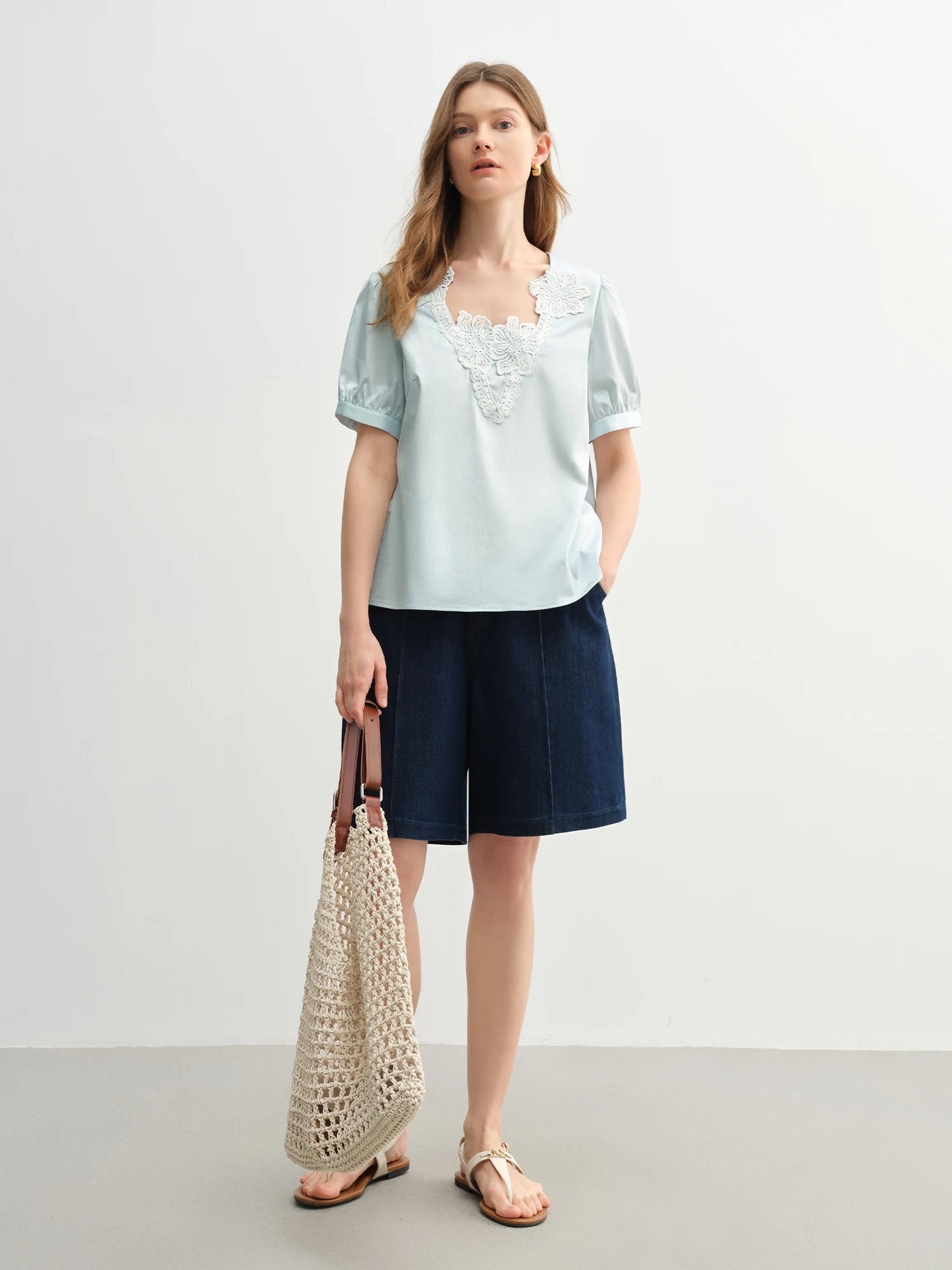 Lässige Damen-Bluse aus Lyocell mit Blumenärmeln und lockerem Schnitt – vielseitiges Sommer-Oberteil