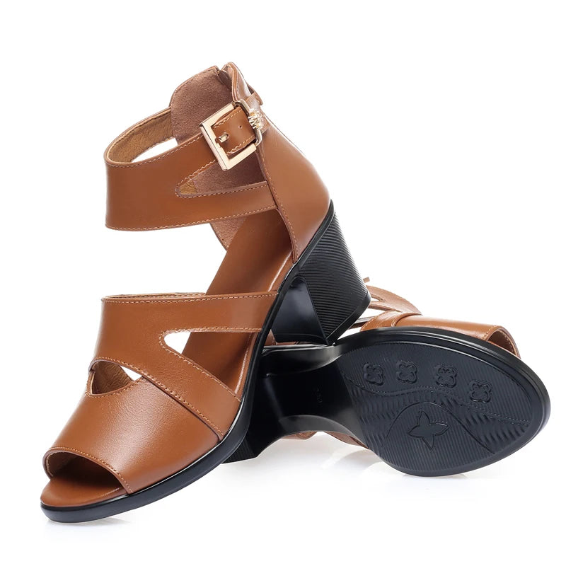 Damen Römische Sandalen Ausschnitt Fischmaul