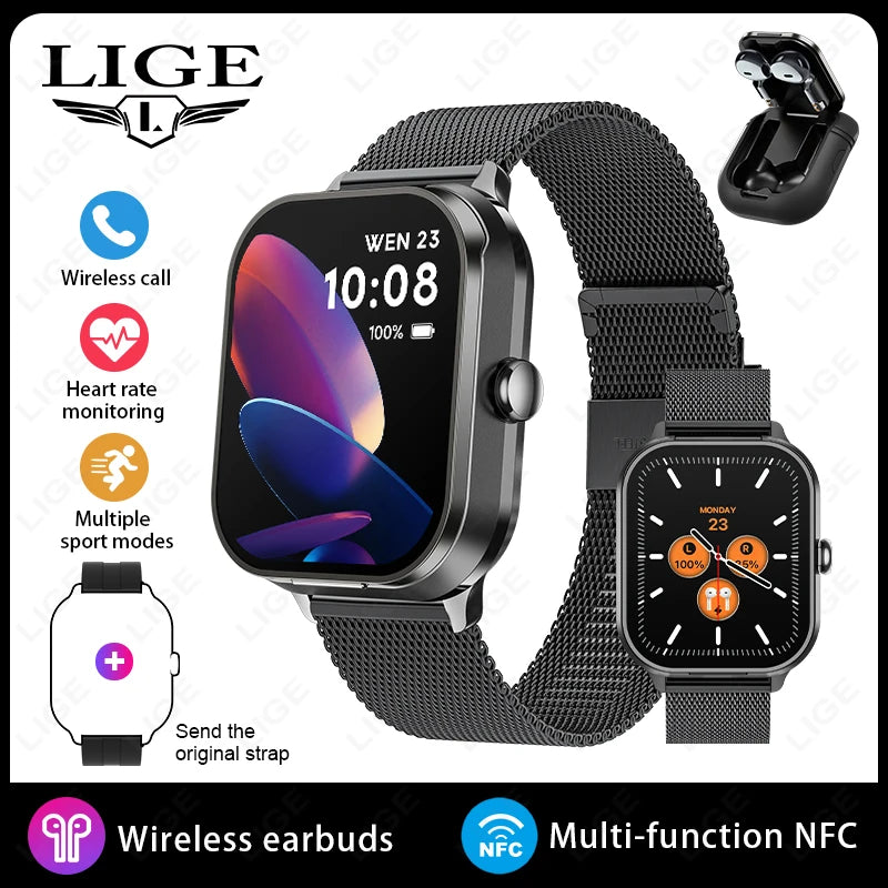 Männer Smartwatch mit Bluetooth Headset und Blutdrucküberwachung für Sport und Fitness