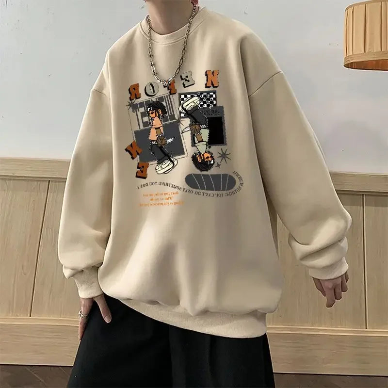 Lässiges Herren-Hoodie mit Kapuze und Letter-Print – ideal für Herbst und Winter