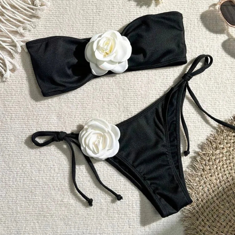 Dreiteiliger Damen-Bikini aus PU-Material im brasilianischen Stil – ideal für Strand und Pool
