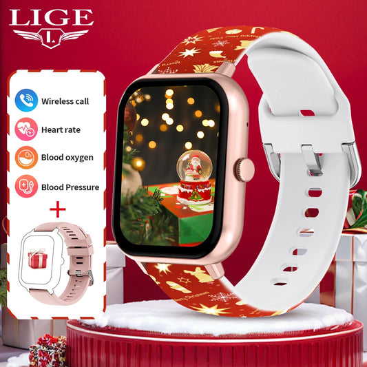 LIGE Multifunktions-Smartwatch für Männer und Frauen, Bluetooth, Anruf, Nachricht, Erinnerung, Sport, Schritt, Kalorien, Smartwatch, Weihnachtsarmband