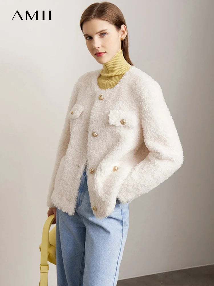 Damen Eleganter Mantel im Französischen Stil mit Taschen und Knöpfen