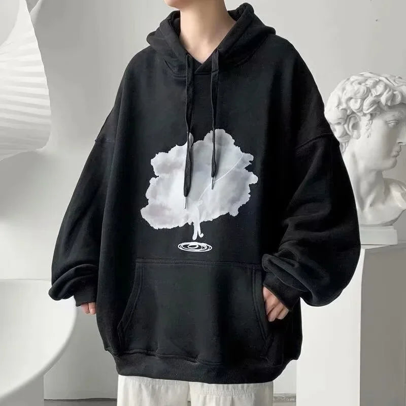 Herbst Hip Hop Übergroßen Pullover Hoodies Für Männer Goth Harajuku Wolke Grafik Mit Kapuze Sweatshirts Y2K Vintage Streetwear Hoody