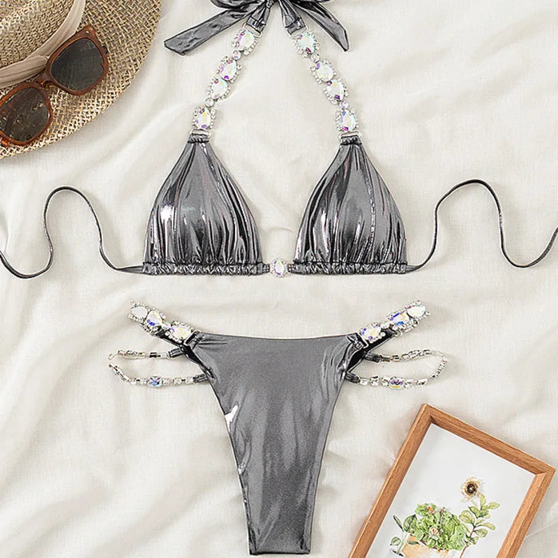 Sexy Bikini-Set in Pink mit Push-up für Damen – ideal für Strand und Pool