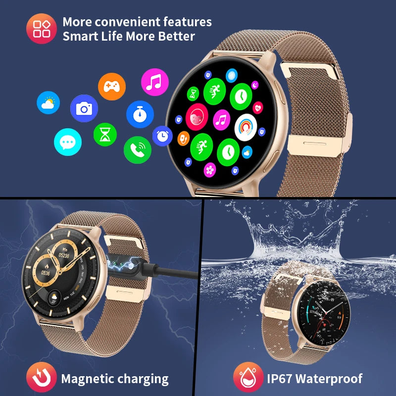LIGE Neue Smartwatch mit Sprachanruf, 1,39 Zoll HD-Display, Smartwatch, Herzfrequenz-Gesundheitsüberwachung, Sport-Smartwatch für Männer und Frauen 2024
