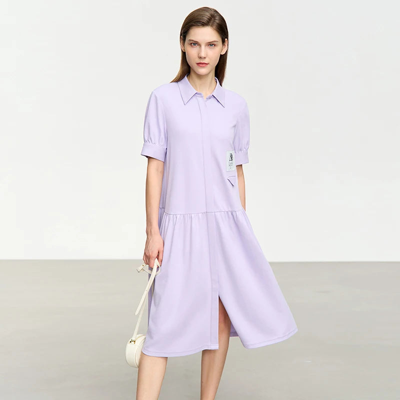 Perfektes Damen Sommerkleid Mit Umlegekragen Für Büro