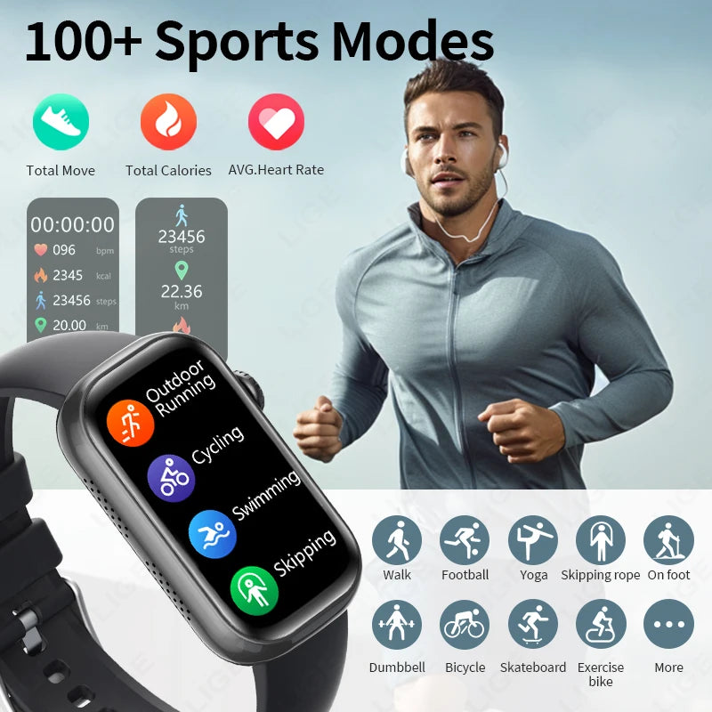 Herren Fitness-Smartwatch mit über 100 Sportmodi und Anrufannahme