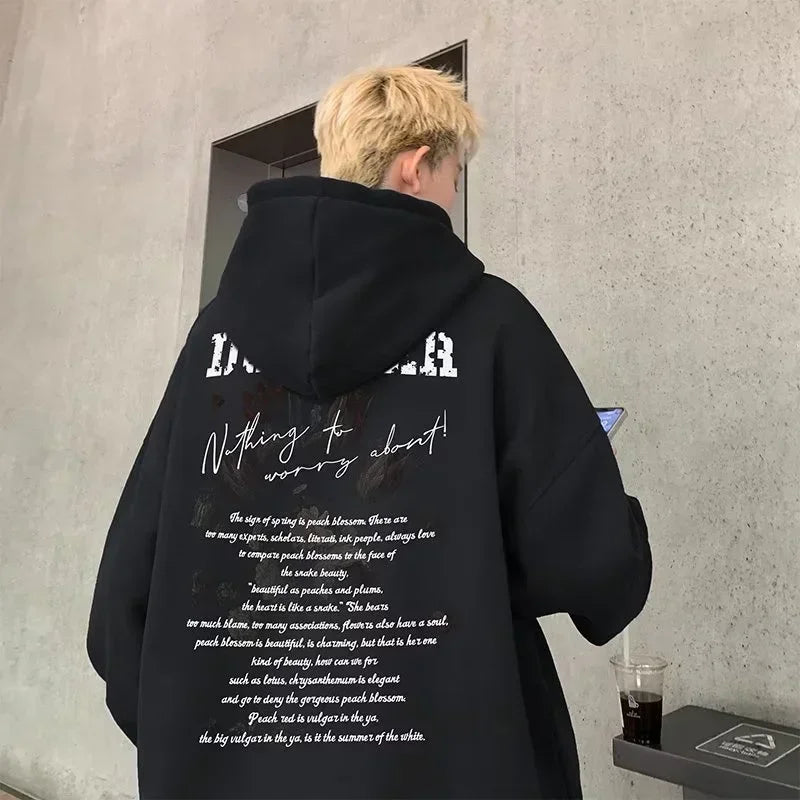 Autumn Goth Letter Printed Pullover Hoodies For Men New in Y2K Streetwear Fashion Sweatshirts Hip Hop Cotton Hoodie Tracksuit