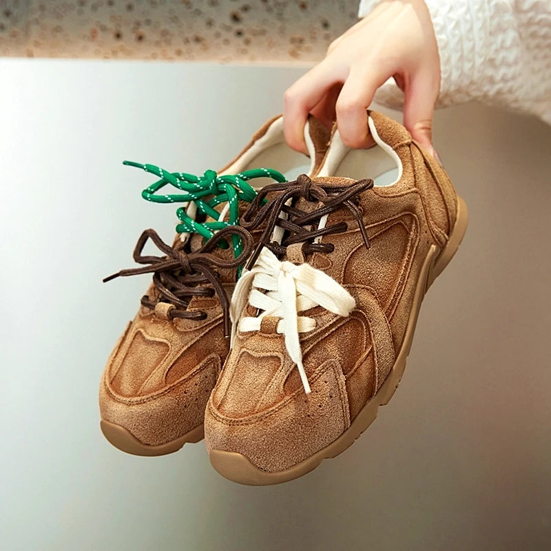 AIYUQI frauen Turnschuhe 2025, Neue Nicht-slip Deutsch Training Schuhe Für Frauen Flache Große-größe Echtes Leder Laufschuhe weibliche Schuhe
