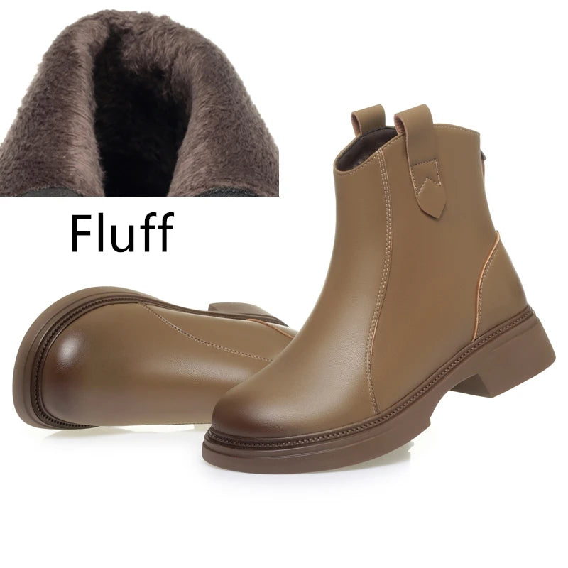 Damen Schnee Stiefel aus Faux Pelz mit rutschfester Sohle und Reißverschluss