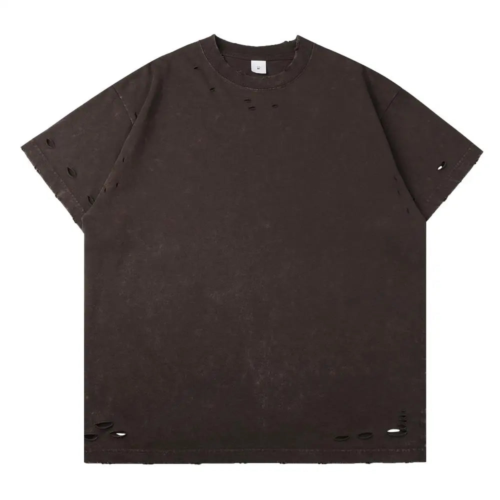 Herren T-Shirt mit kurzen Ärmeln und lässigen zerrissenen Löchern