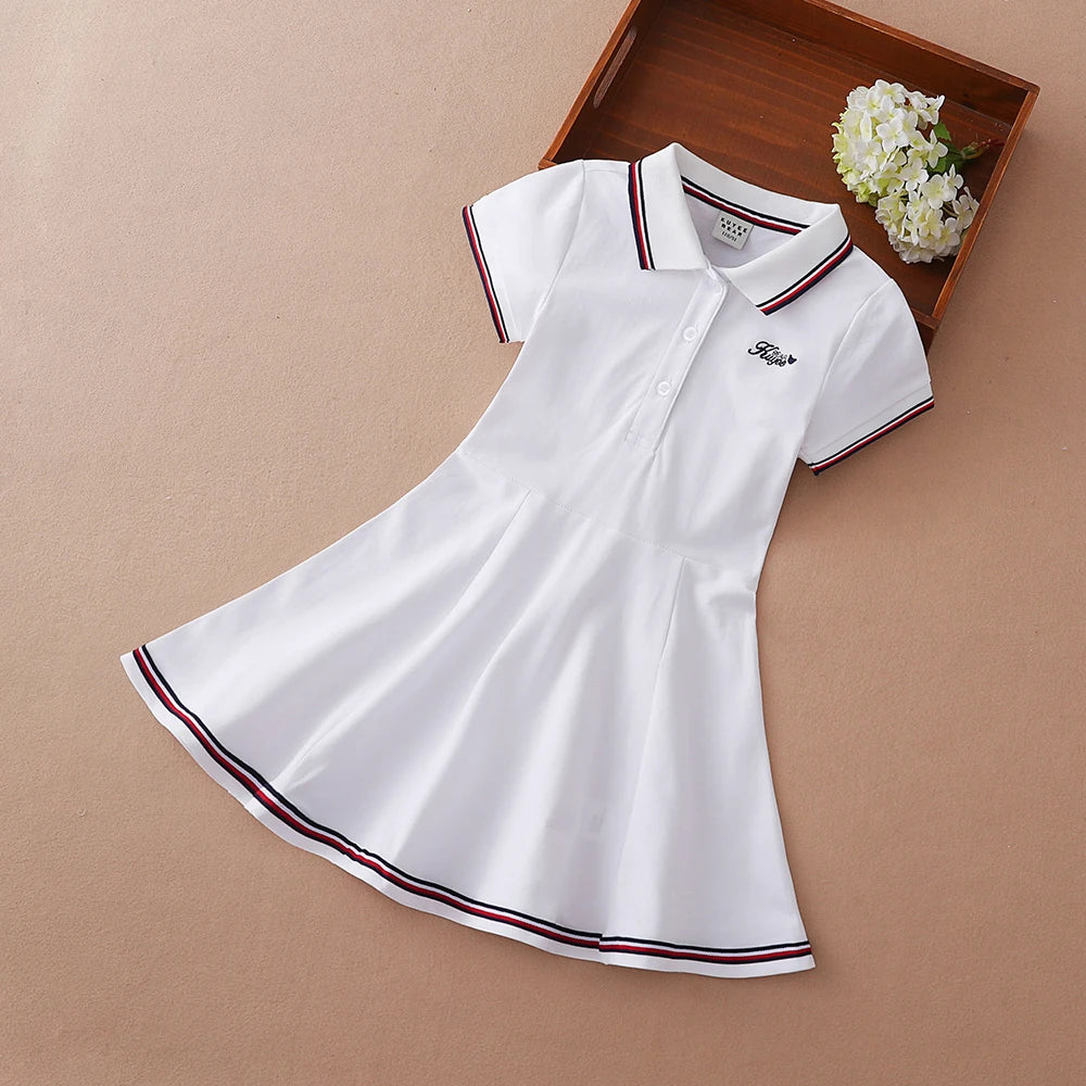 Kinder Mädchen Sportkleider Baumwolle Umlegekragen Tenniskleid 2023 Neues Sommer Kurzarm Golfkleid für Kinder