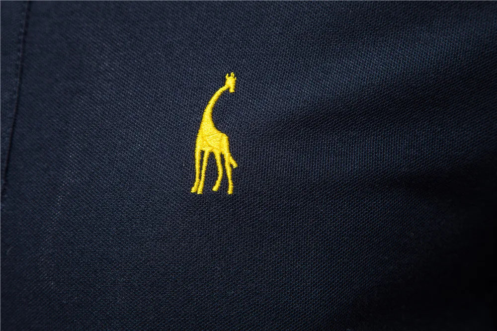 Herren Polo Shirt aus Baumwolle mit fester Hirsch-Stickerei und Kurzarm