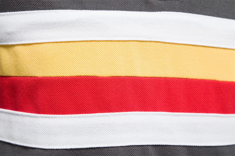 Herren Polo Shirt aus Baumwolle im gestreiften Multicolor Patchwork Design mit Kurzarm