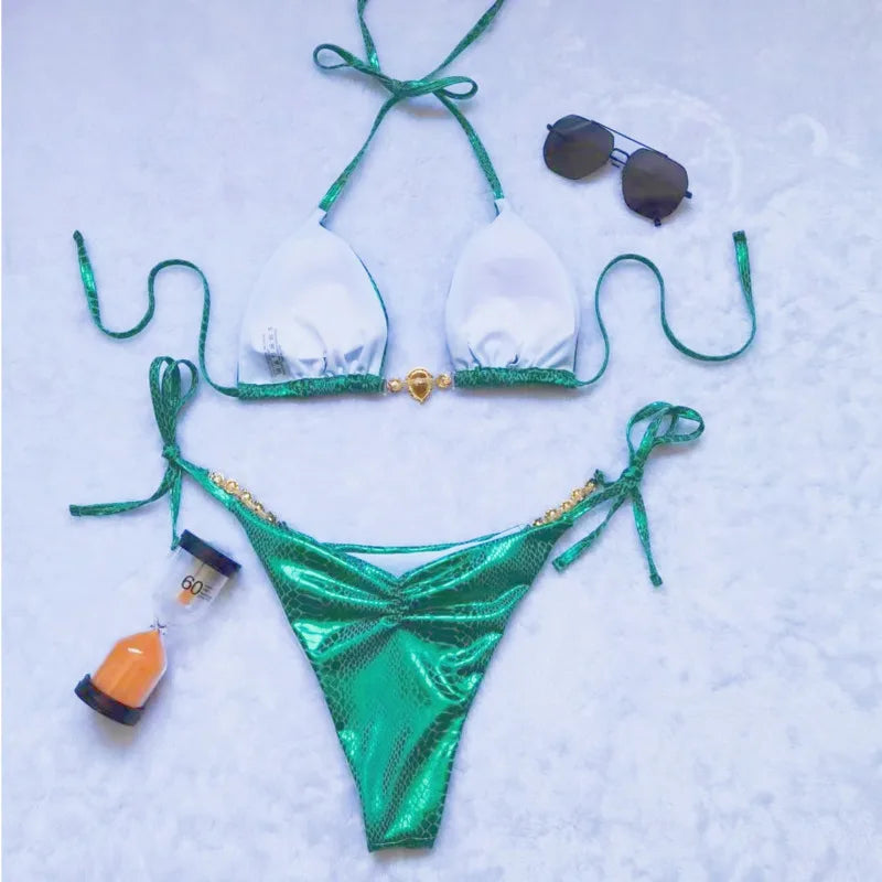 Dreiteiliger Damen-Bikini im brasilianischen Stil – ideal für Strand und Pool