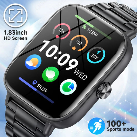 LIGE Smartwatch IP68 Wasserdichte Sport Fitness Smart Uhr 1,83 Zoll Bildschirm Gesundheit Überwachung Uhren Für Männer Frauen Reloj Hombre